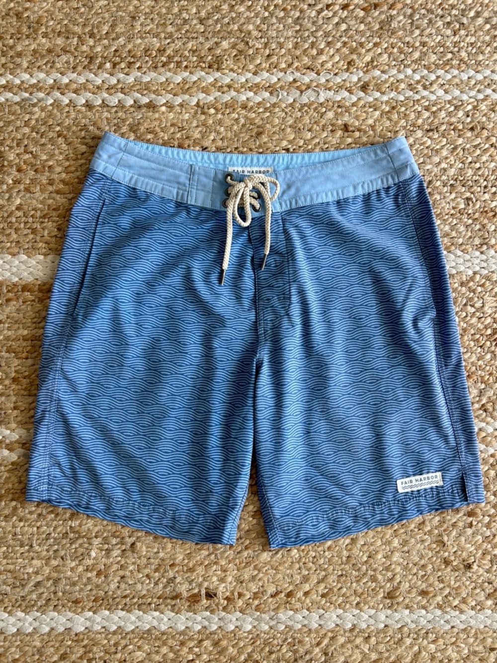Fair Harbor Nautilus Linerless Board Shorts Blue Waves